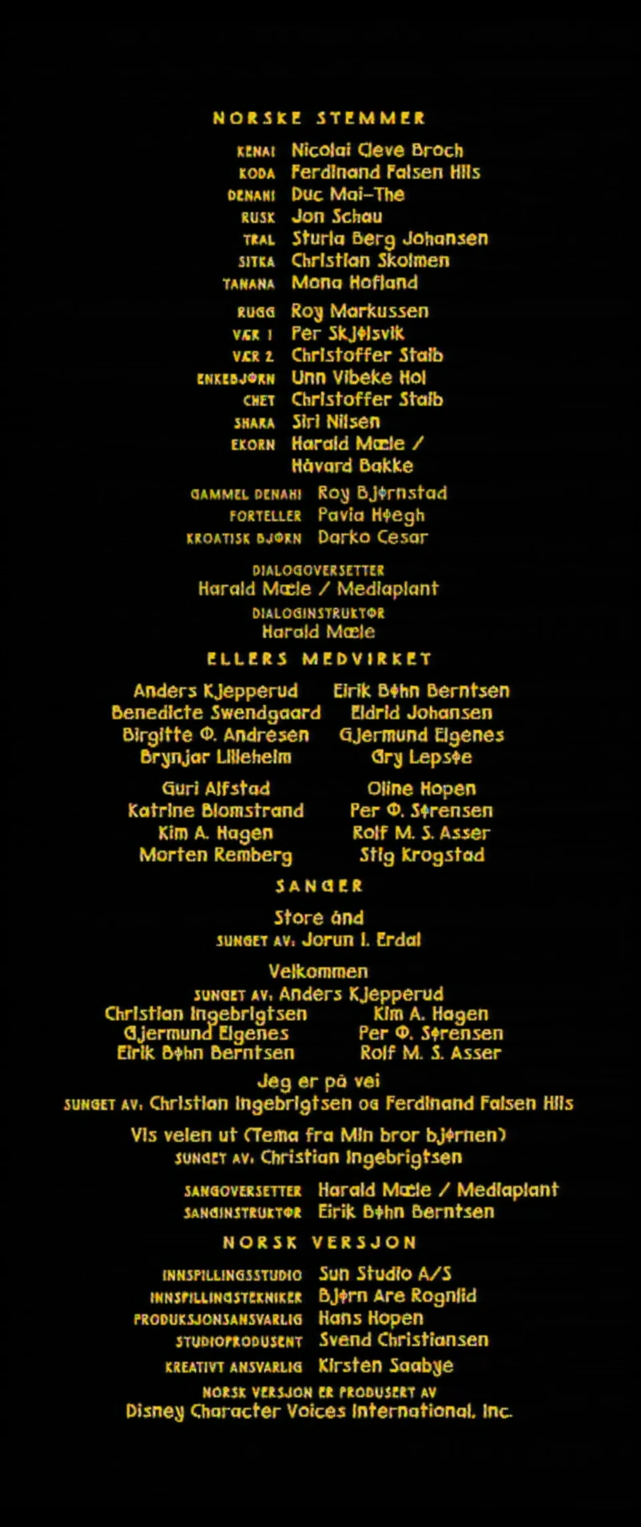 Image Brother Bear Norwegian Credits.png Anime VoiceOver Wiki