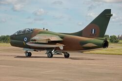 Greek Air Force LTV TA-7G Corsair II departs RIAT Fairford 14thJuly2014 arp