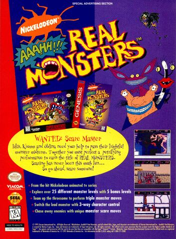 File:Aaahh Real Monsters video game print ad SNES Sega NickMag Nov 1995.jpg