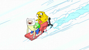 S1e3 finn and jake sledding on chair
