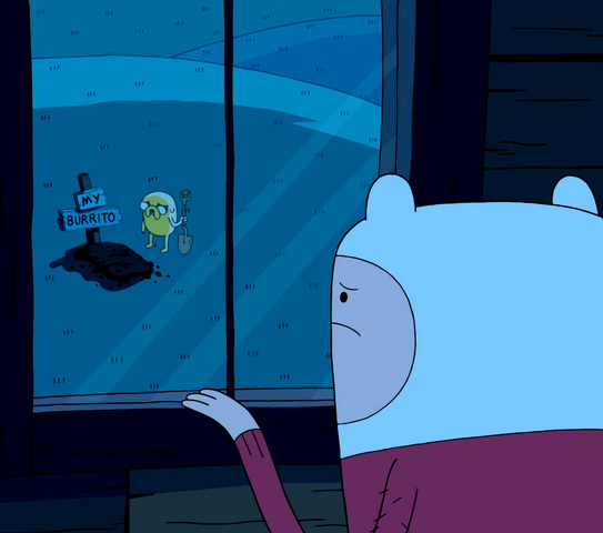 File:S3e1 Jake buries burrito.png