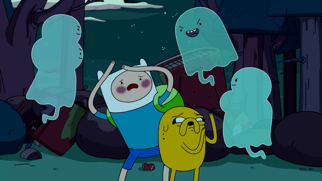 File:S2e26 Ghosts kicking Finn and Jake.png