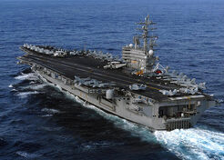 USS Ronald Reagan underway for disaster relief to Japan following earthquake.
