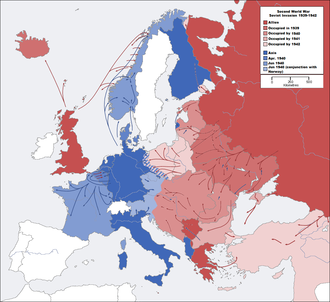 Image - CV second world war europe 1939-1942 map.png | Alternative ...