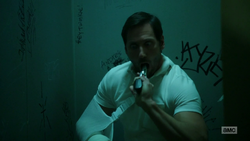 Donnie puts a gun in his mouth after being commanded by Jesse