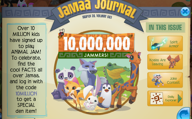 Animal jam 100 million banner aj