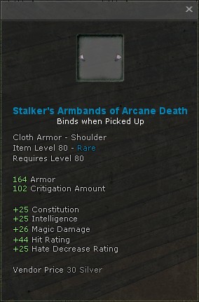 Stalkers armbands of arcane death