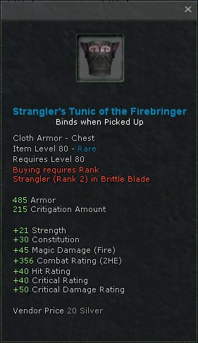 Stranglers tunic of the firebringer