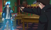 Yukio apunta a Rin con su arma.png