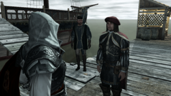 Ezio w rozmowie z Leonardo (przed podróżą do Wenecji) (by Kubar906)