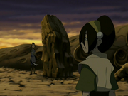 Toph nearly crushing Sokka