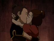 Sokka and Suki kiss in prison