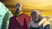 Tenzin sorprendido y Katara orgullosa