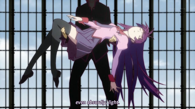 Archivo:Bakemonogatari-01-araragi-senjougahara-absurdly-light.jpg