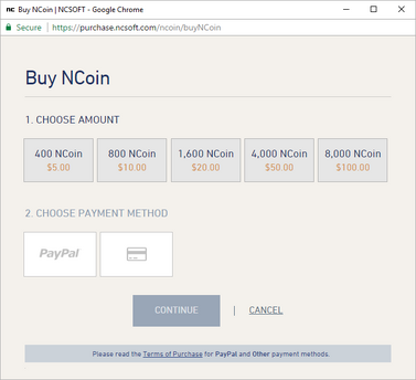 NCoin Purchase Window