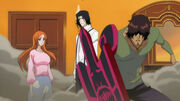 Orihime y Chad protegen a Tsukishima.jpg