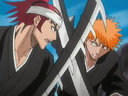 Renji entrenando con Ichigo