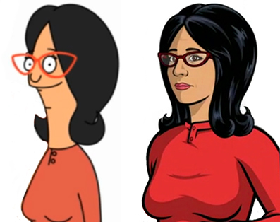 Bobs-Burgers-Wiki Archer Linda Split-comparison 01a