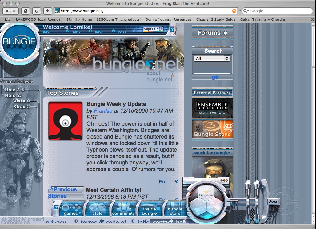 Bungie homepage phrase