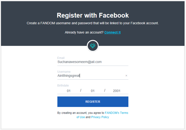 Fb connect create account