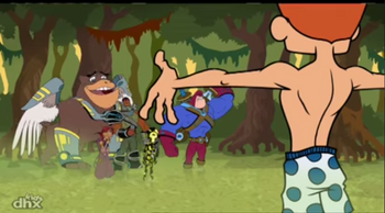 The World of Quest - Prince Nestor - proudly showing his first pair of boxer shorts to his friends