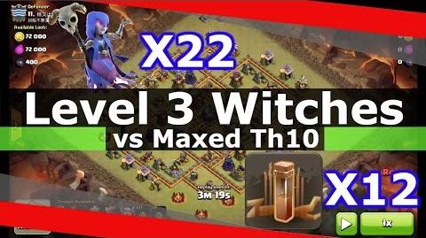 SICK!! 22 Level 3 Witches + 12 Earthquake Spells vs Maxed Th10 (DEVASTATED!!)