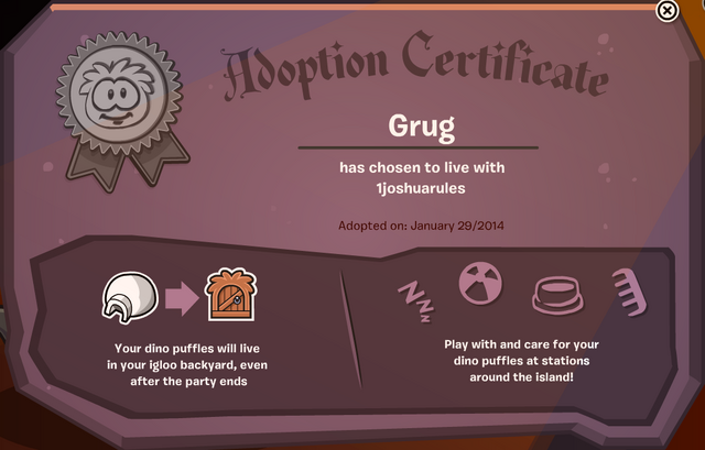 File:1joshuarulesAdoptingBlackTRexDinosuarPuffleGrugAdoptionCertificate.png