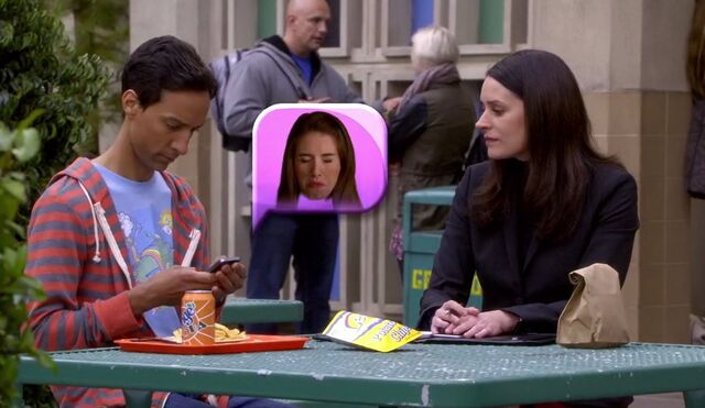 File:S06E01-Abed Frankie Annie emoticon and Lets chips.jpg