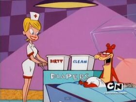 Weasel changes his own diaper