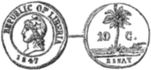 Liberia 10 cents 1847