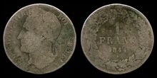 Belgium franc coin 1844