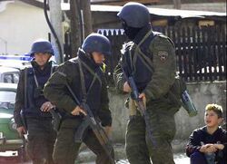 Soldiers protect boy