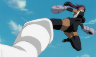 Yoruichi kicks Aizen