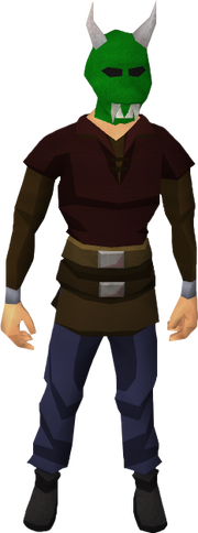 Green h'ween mask equipped