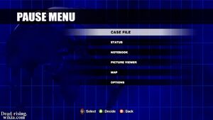 Dead rising pause menu