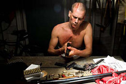 Nick Hume with guns