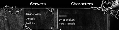 Interface Character Selection