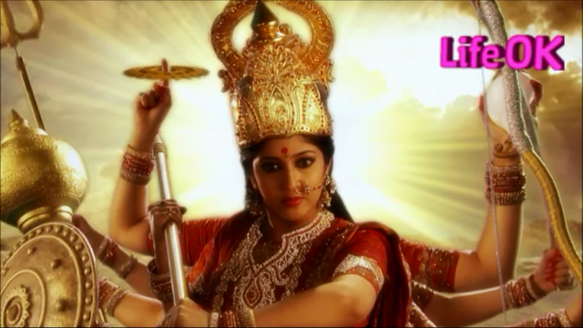 File:Goddess Durga Armed With Weapons on Her Ten Arms.png