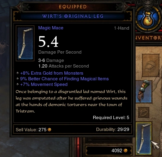 Wirt's Original Leg Diablo Wiki FANDOM powered by Wikia