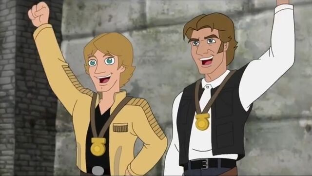 File:Luke and Han cheer Rebel, Let's Go.jpg