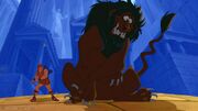Hercules beat up Nemean Lion