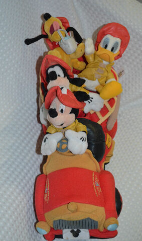 File:15 Walt Disney Main Street Fire Truck Mickey Goofy Pluto Donald Plush Stuffed.jpg