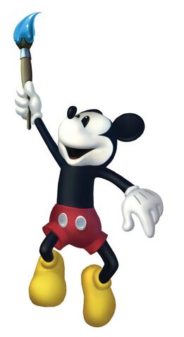 File:Mickey and the brush. Epic Mickey 2 art.jpg
