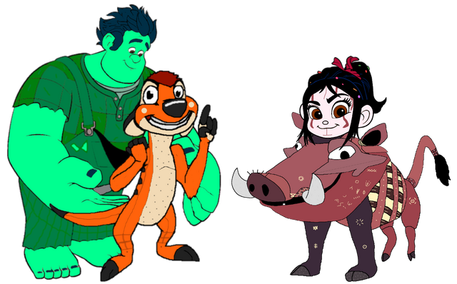 File:Wreck-It Ralph Characters dressed as The Lion King Broadway Musical Costumes.png