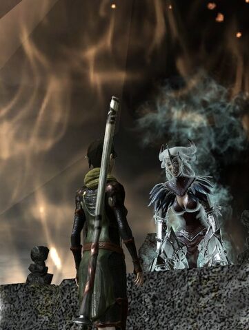 File:DA2 Flemeth emerging from amulet on altar - quest-Long Way Home.jpg