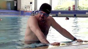 Mick trying to swim