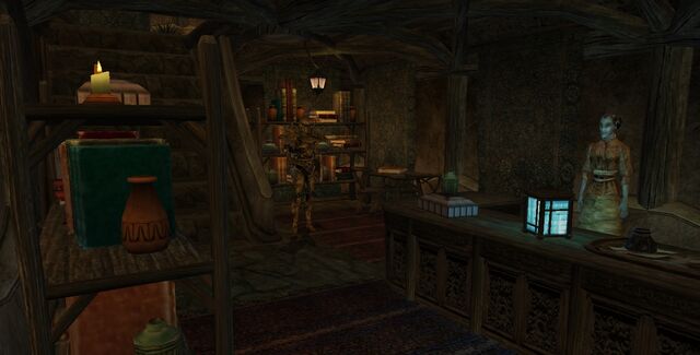 File:TES3 Morrowind - Balmora - Dorisa Darval Bookseller interior.jpg
