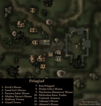 TES3 Morrowind - Pelagiad - locations map