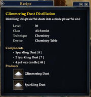 Glimmering Dust Distillation