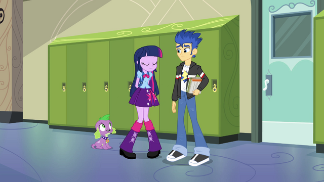 File:Twilight, Flash, and Spike in hallway EG.png